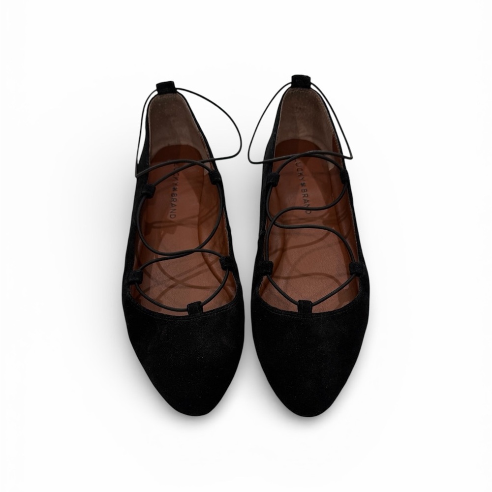 Lucky Brand Black Lace-Up Flats